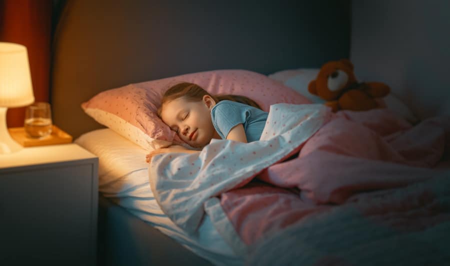 Enfant dormant paisiblement dans son lit