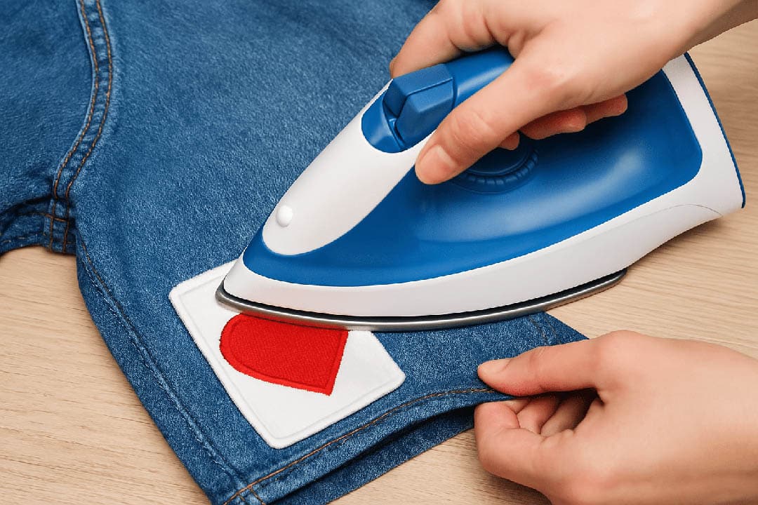 Patchs décoratifs sur une veste en jean