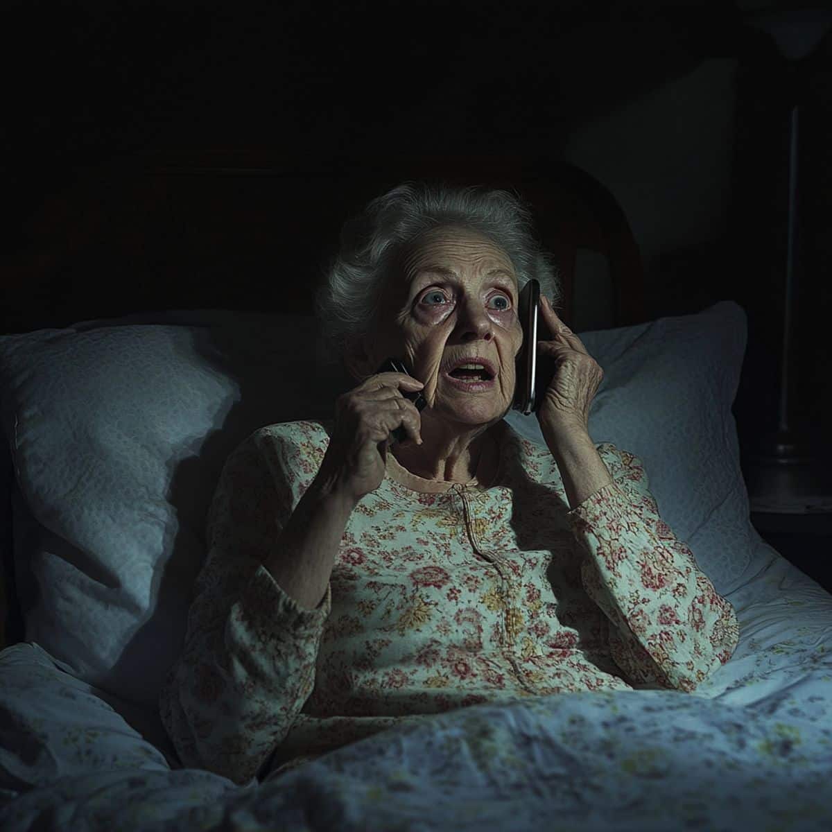 Femme âgée au téléphone