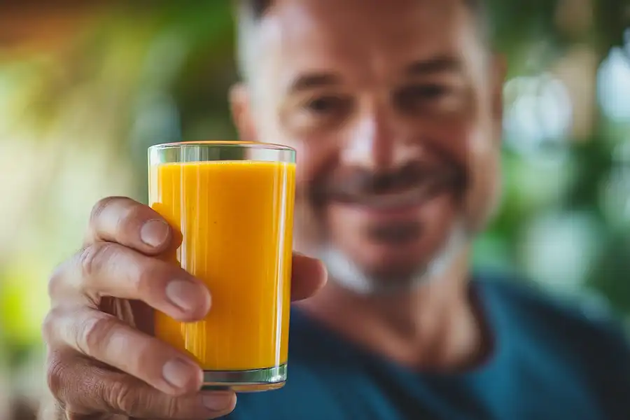 Boisson santé au curcuma, citron vert et ail
