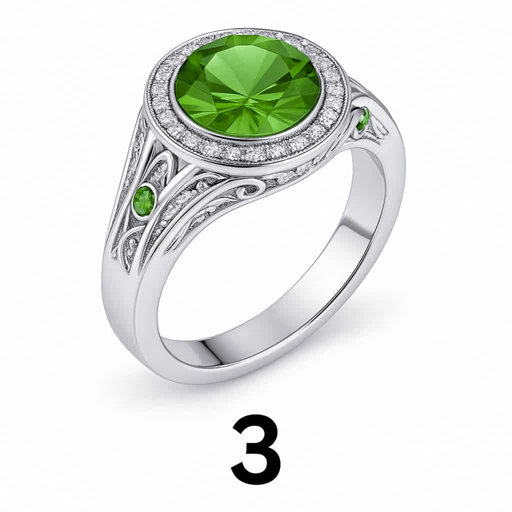 Bague en pierre verte intense