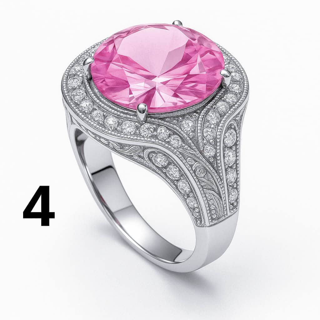 Bague rose délicate sur fond neutre