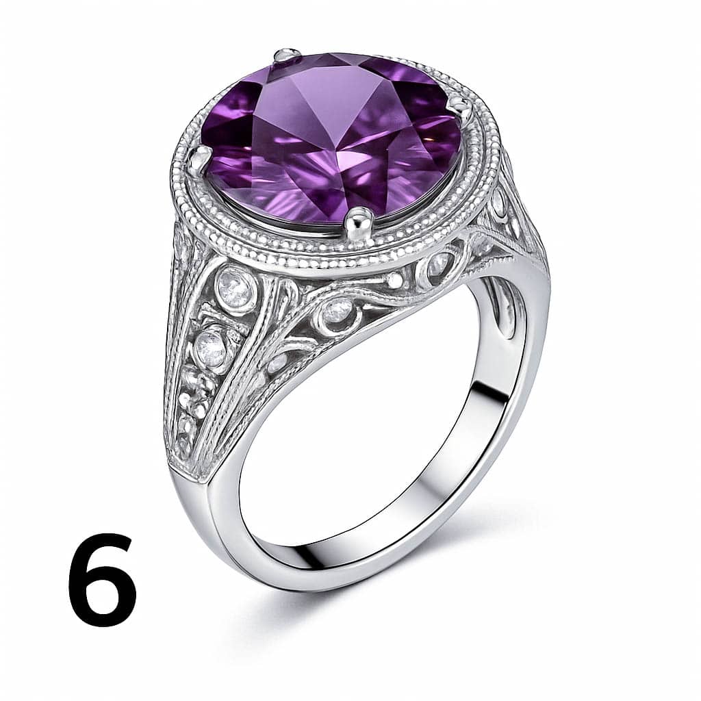Bague violette en améthyste