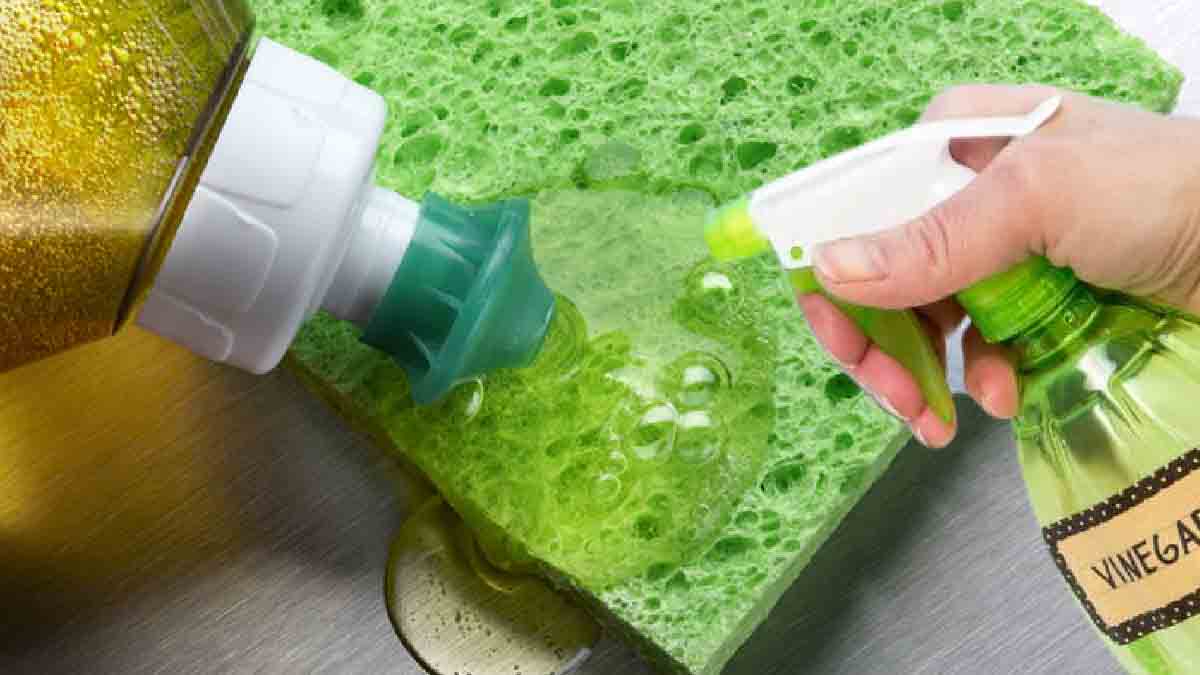 Mélange vinaigre et liquide vaisselle