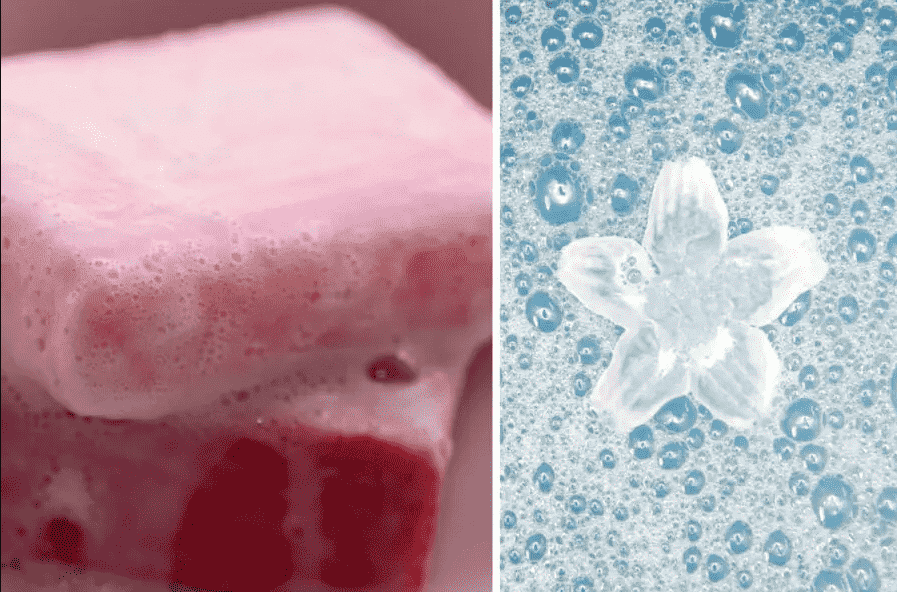 Savon liquide maison dans un flacon en verre
