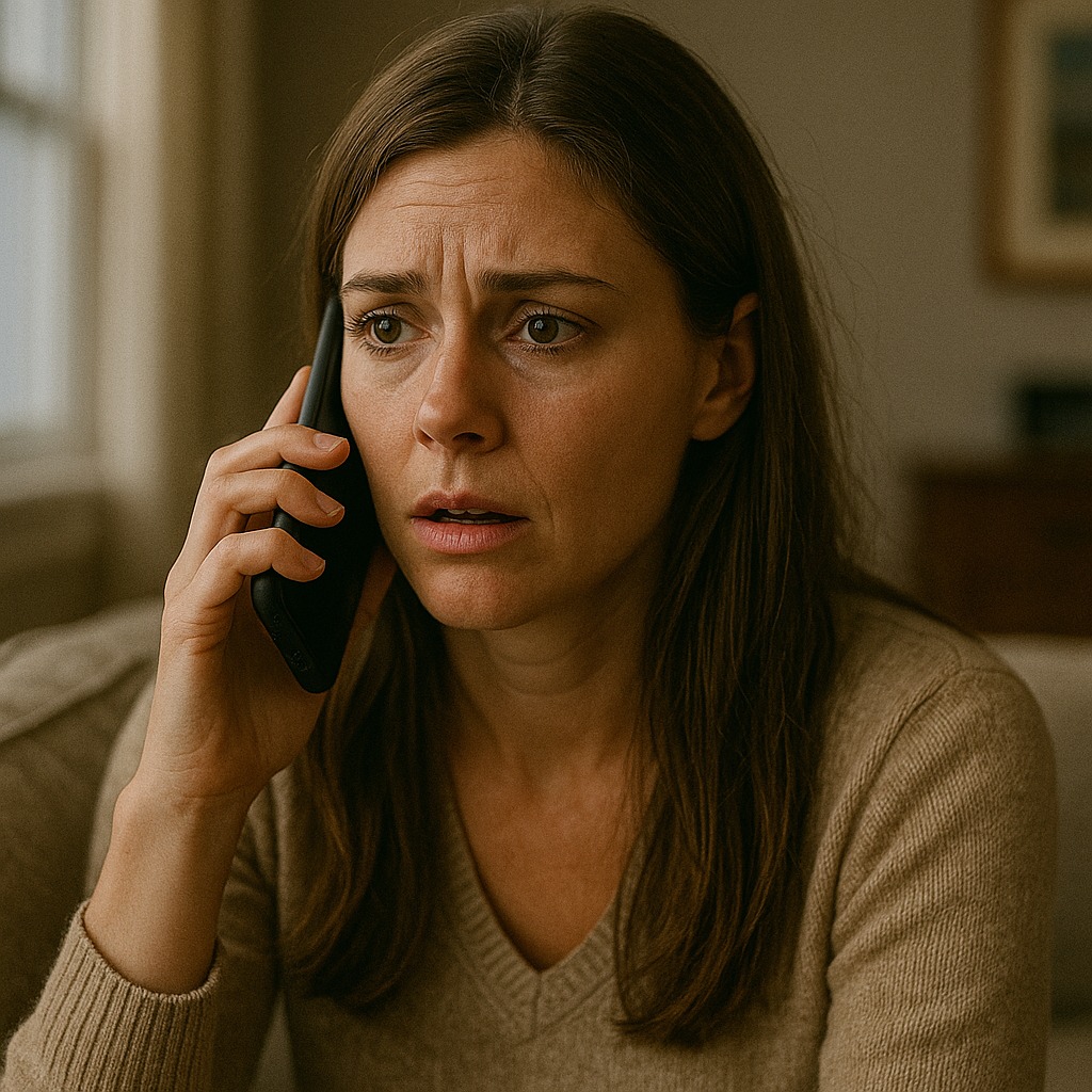 Femme stupéfaite au téléphone