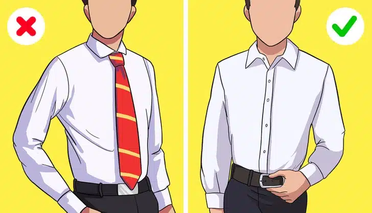Tenue sans cravate avec chemise seule
