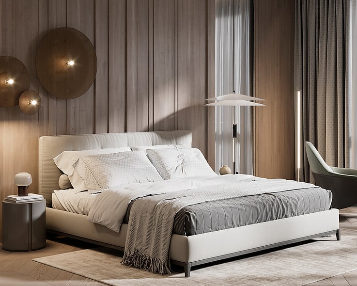 Lit d'hôtel avec chemin de lit élégant