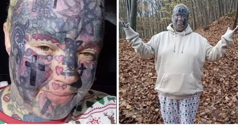 Melissa Sloan souriante avec ses tatouages faciaux