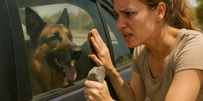 Chien enfermé dans une voiture en pleine chaleur