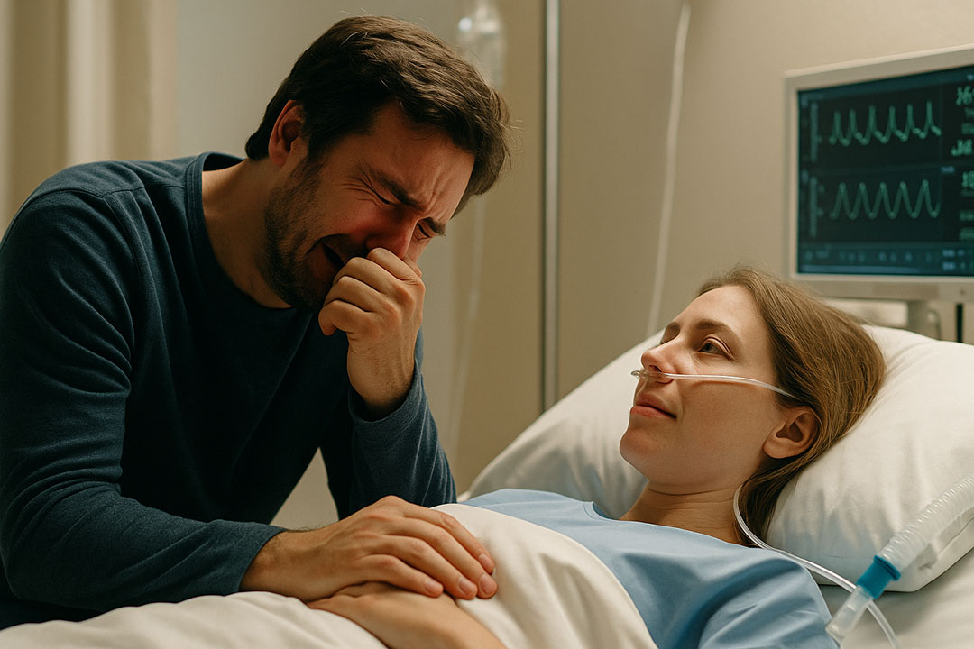 Couple se tenant la main à l'hôpital