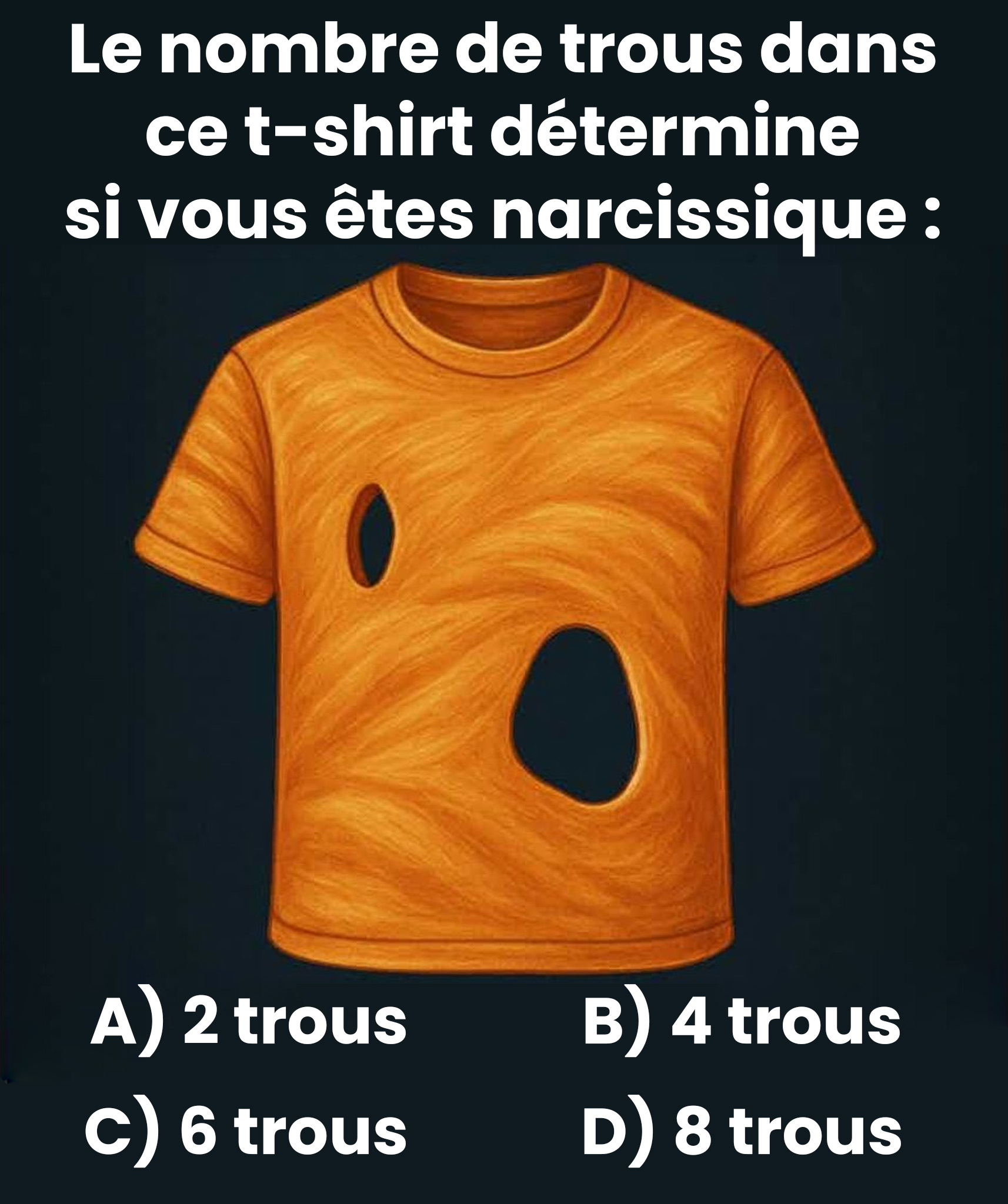 Le nombre de trous que vous voyez sur ce t-shirt révèle si vous êtes narcissique