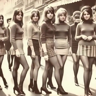 Groupe de femmes souriantes et détendues dans les années 70