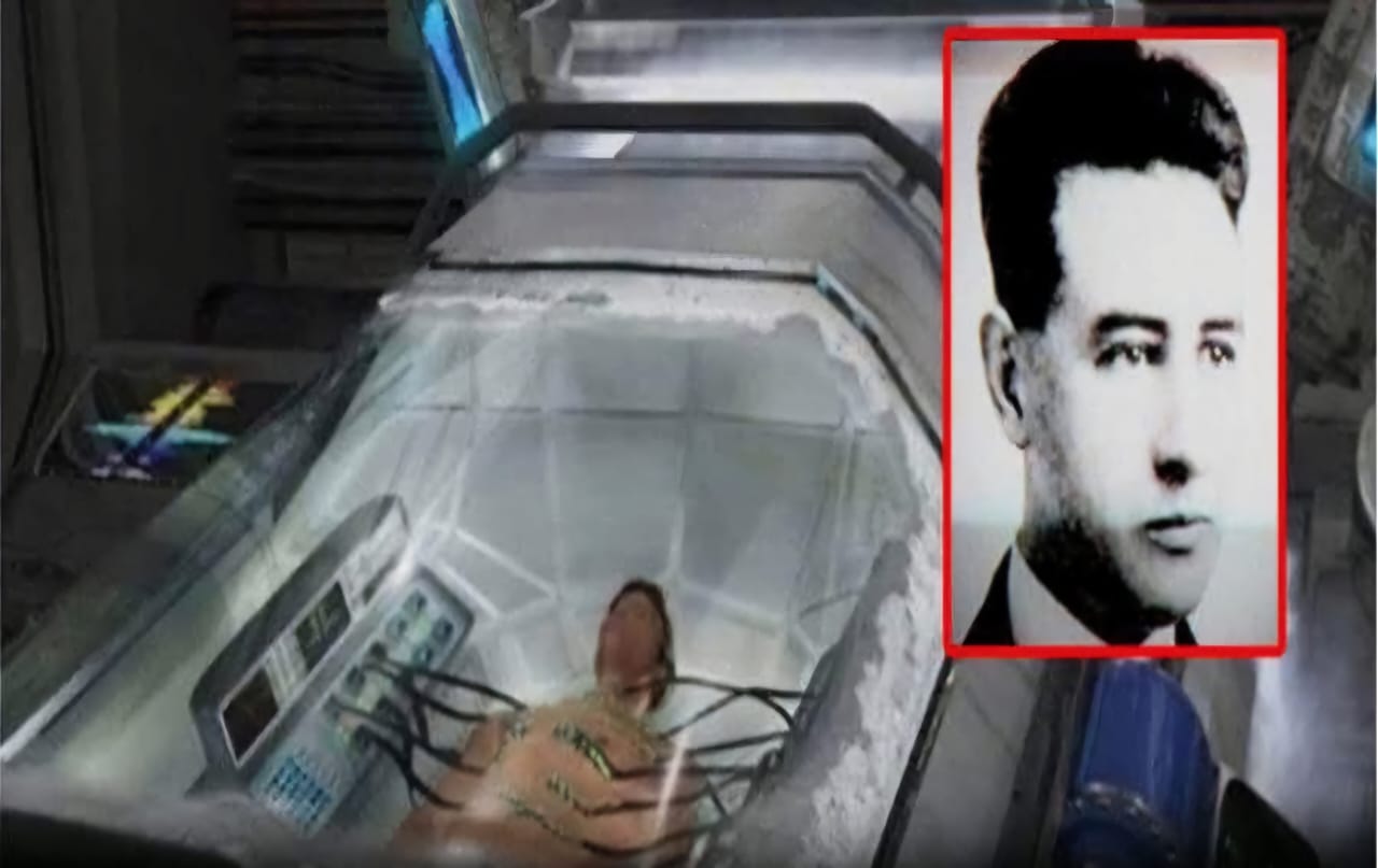 Photographie d'un réservoir moderne de cryoconservation (type Dewar) contenant de l'azote liquide