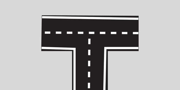 Marquage au sol d'une intersection en T