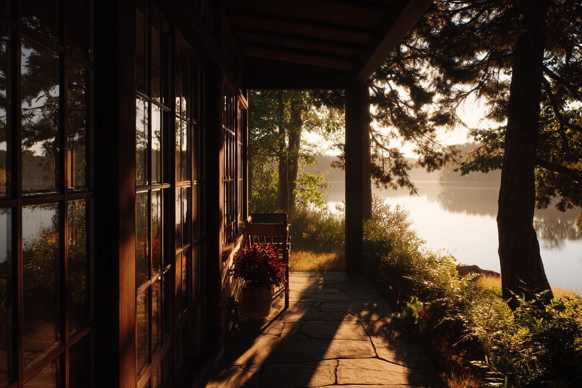 Maison paisible au bord d'un lac, entourée de nature